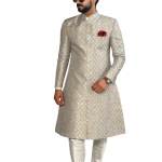 Handmade Banarasi Brocade Sherwani Achkan | Silver Blue Father Son Combo | Jaipurio